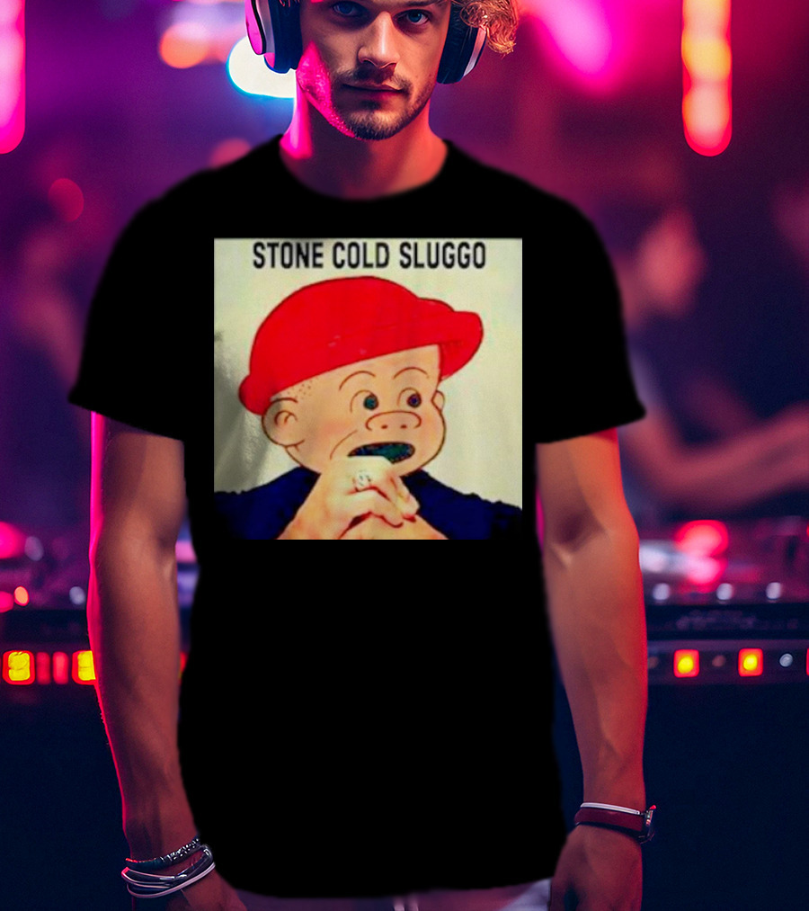 Stone Cold Sluggo Red Hat Character Hand Gesture T-Shirt