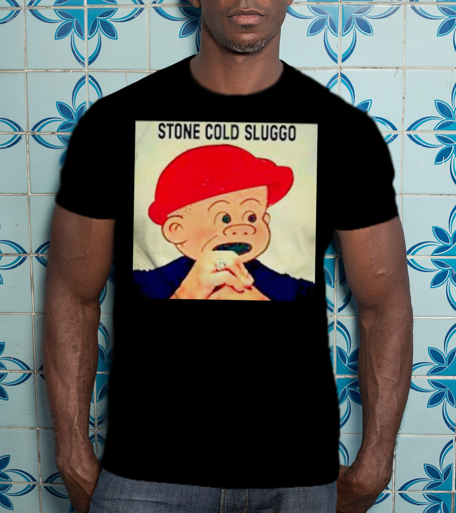 Stone Cold Sluggo Red Hat Character Hand Gesture T-Shirt