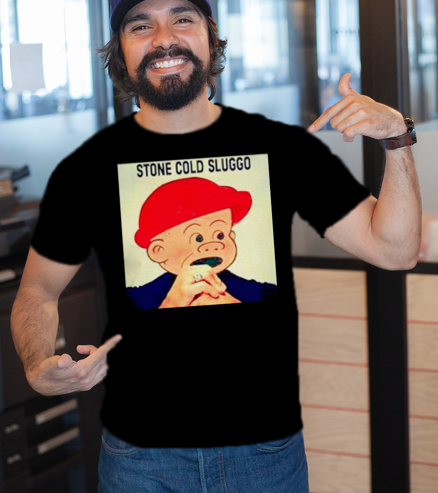 Stone Cold Sluggo Red Hat Character Hand Gesture T-Shirt