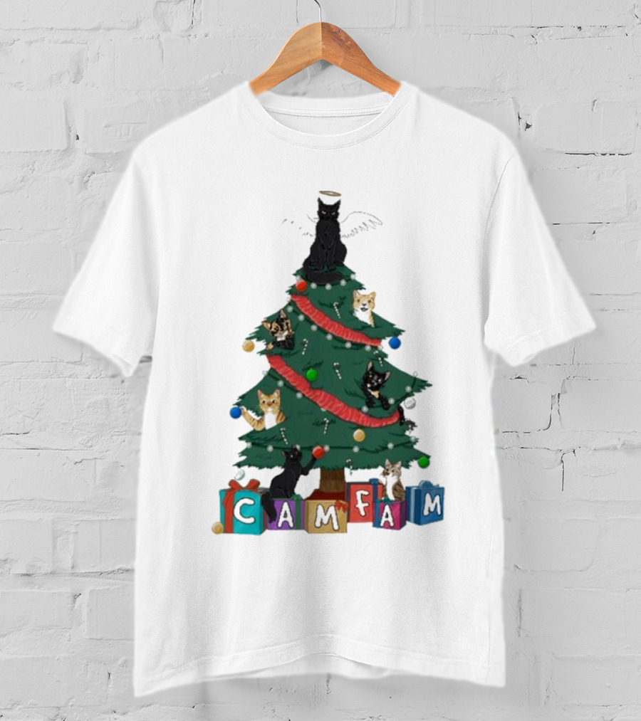 Cam Fam Cats On Christmas Tree T-Shirt