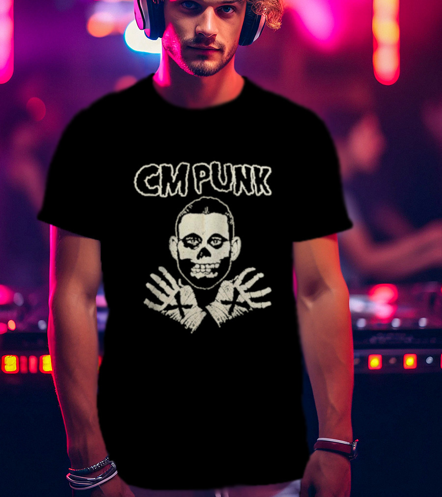 CM Punk Misfits Fiend Skull X Hands T-Shirt