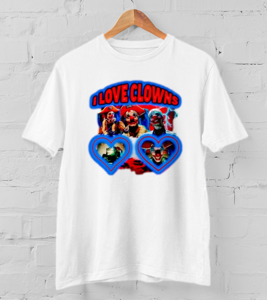 I Love Clowns Colorful Heart Faces T-Shirt
