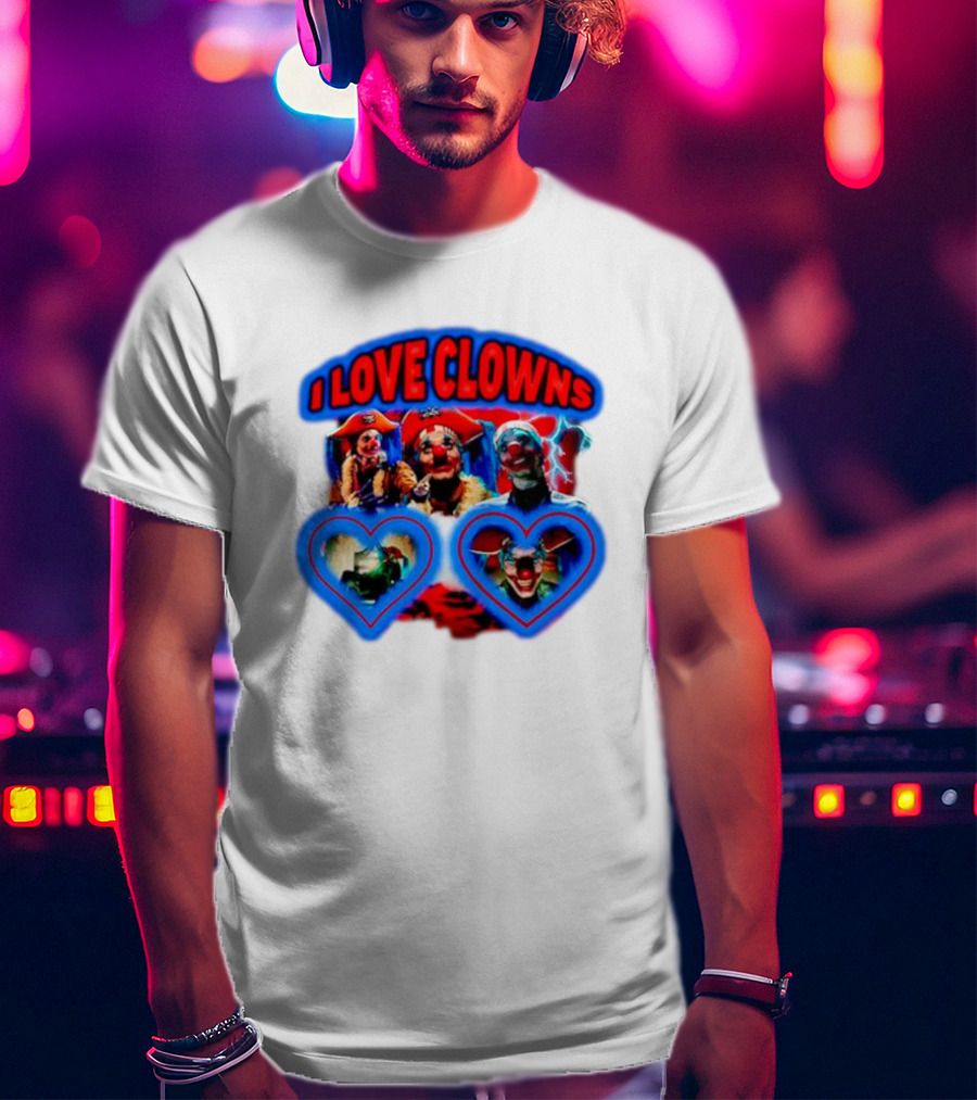 I Love Clowns Colorful Heart Faces T-Shirt