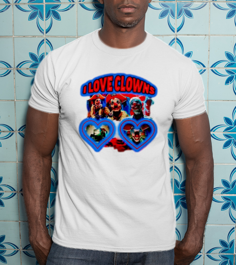 I Love Clowns Colorful Heart Faces T-Shirt