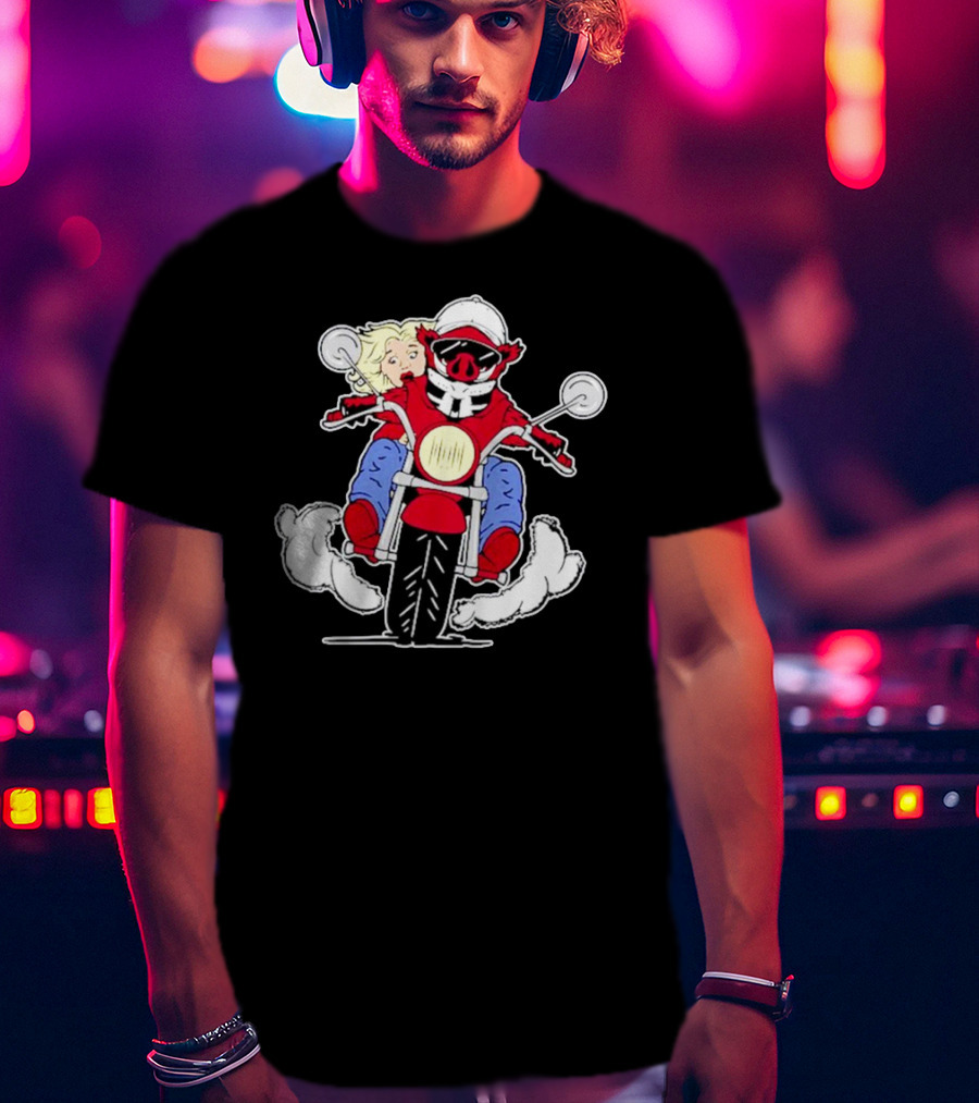 Arkansas Razorbacks Pig Riding Motorcycle With Passenger T-Shirt