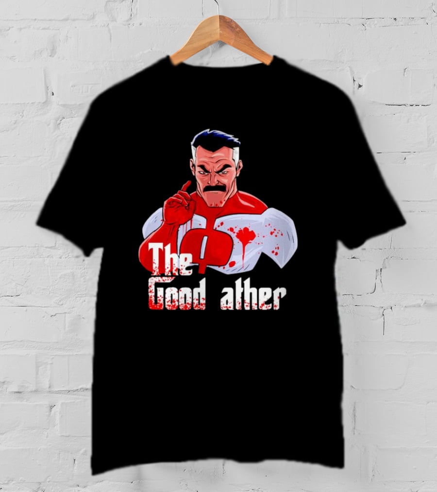 Omni Dad The Good Father Superhero Parody Red And White Costume T-Shirt