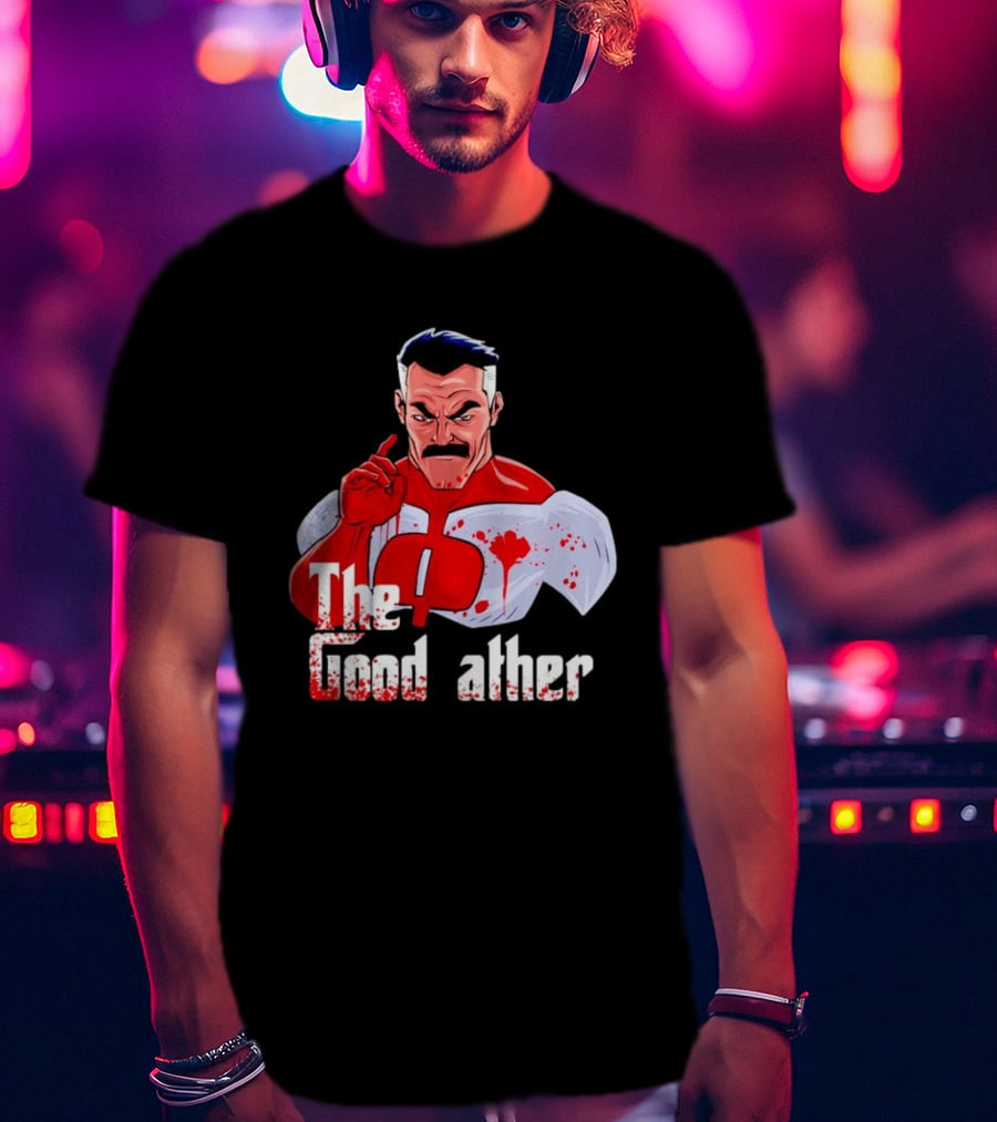 Omni Dad The Good Father Superhero Parody Red And White Costume T-Shirt