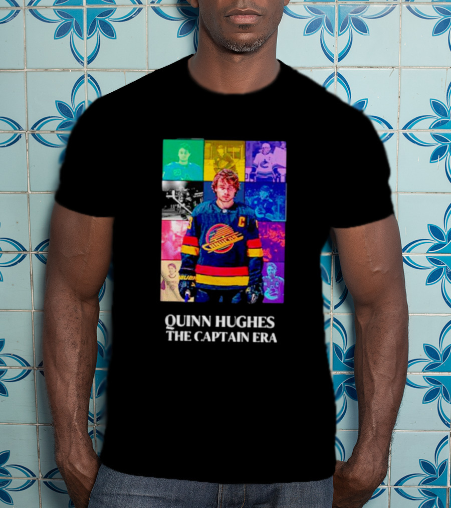 Quinn Hughes The Captain Era Multicolor Vancouver Hockey Legend T-Shirt