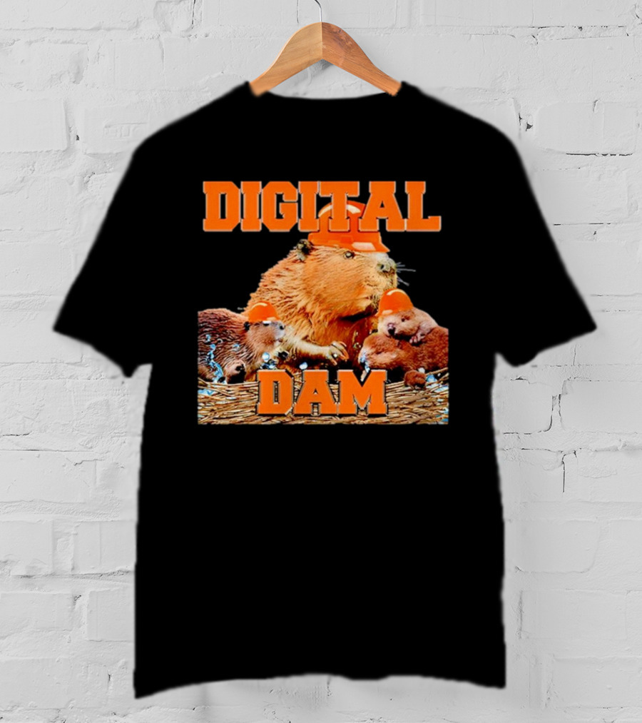 Digital Dam Beaver With Hard Hats T-Shirt