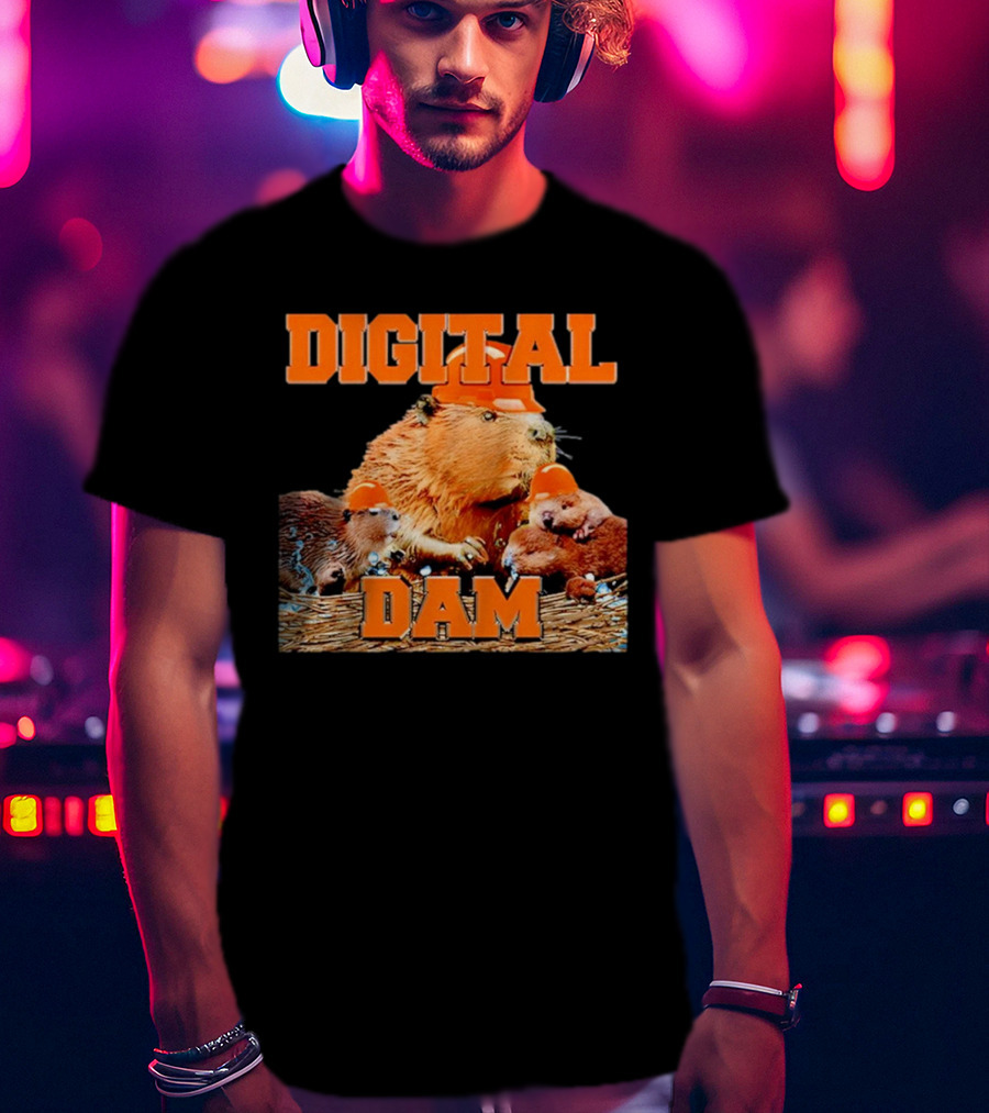 Digital Dam Beaver With Hard Hats T-Shirt