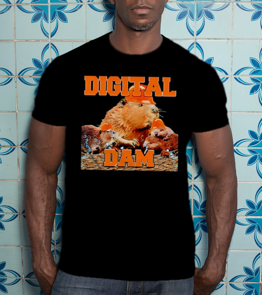 Digital Dam Beaver With Hard Hats T-Shirt