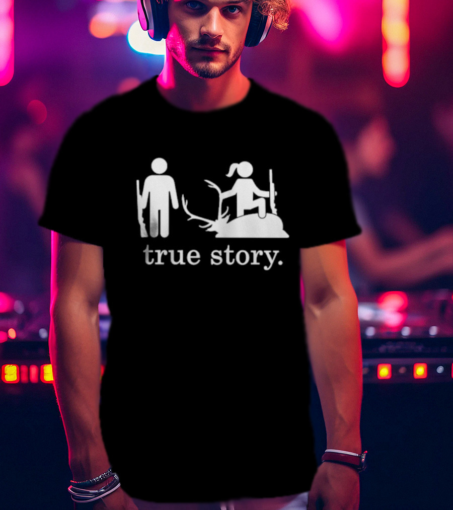 Hunting True Story Deer Silhouette With Rifle Icons T-Shirt