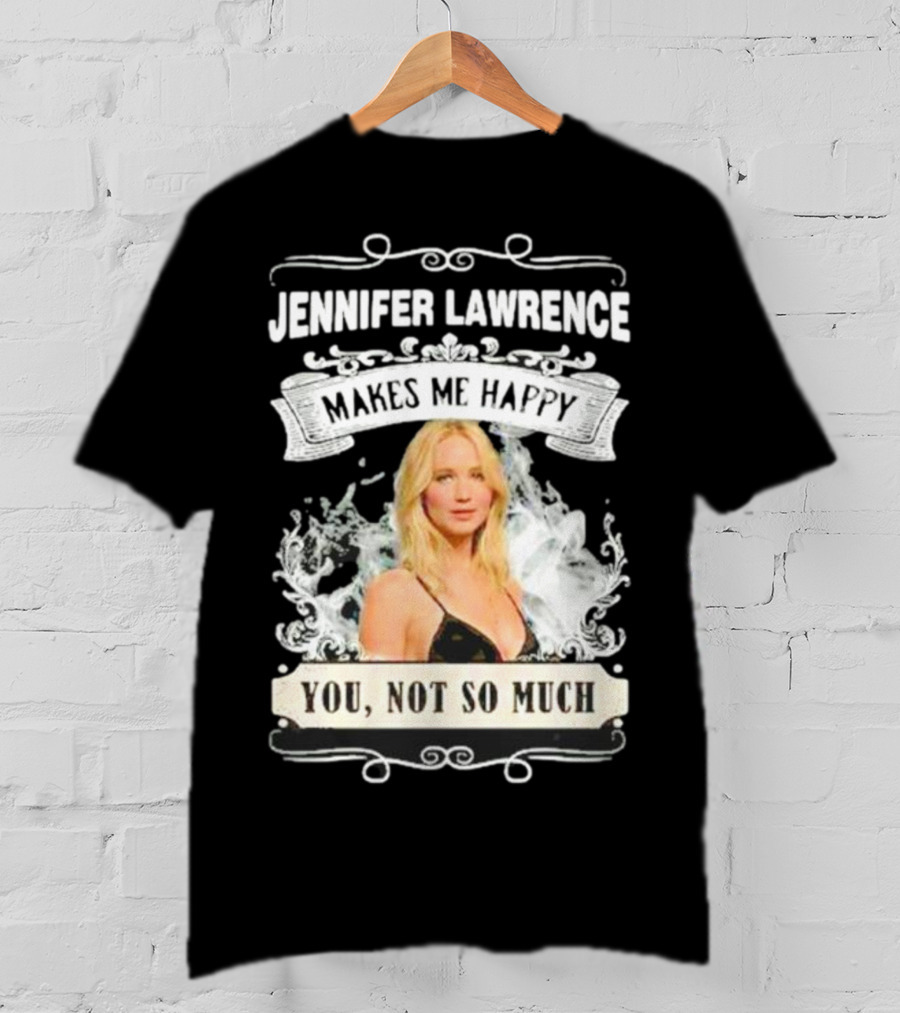 Jennifer Lawrence Makes Me Happy You Not So Much Cloud Motif T-Shirt