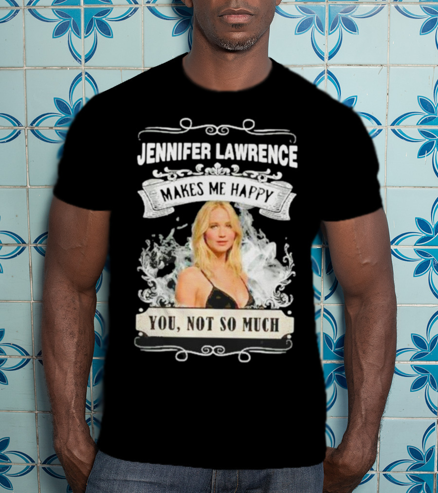Jennifer Lawrence Makes Me Happy You Not So Much Cloud Motif T-Shirt