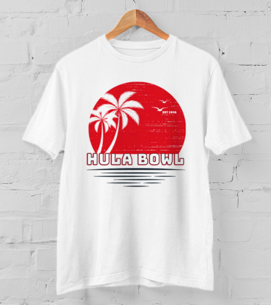 Hula Bowl Established 1946 Red Sunset With Palm Trees T-Shirt