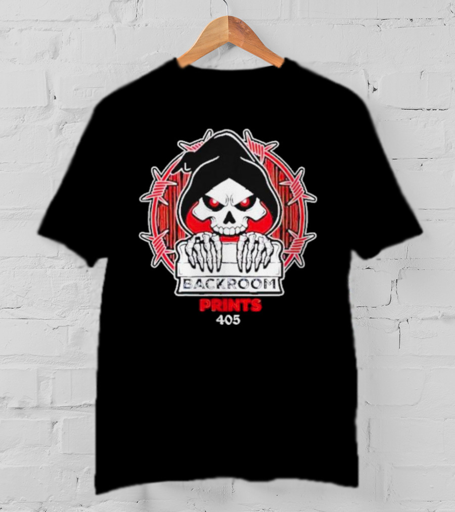 Backroom Prints 405 Reaper Skull Barbed Wire T-Shirt