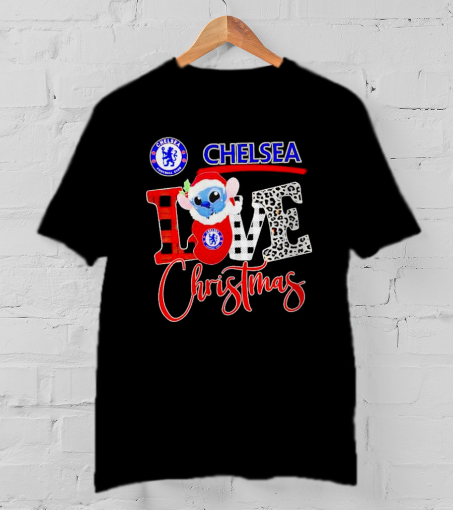 Chelsea Football Club Stitch Love Christmas T-Shirt