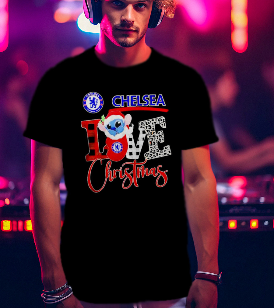 Chelsea Football Club Stitch Love Christmas T-Shirt