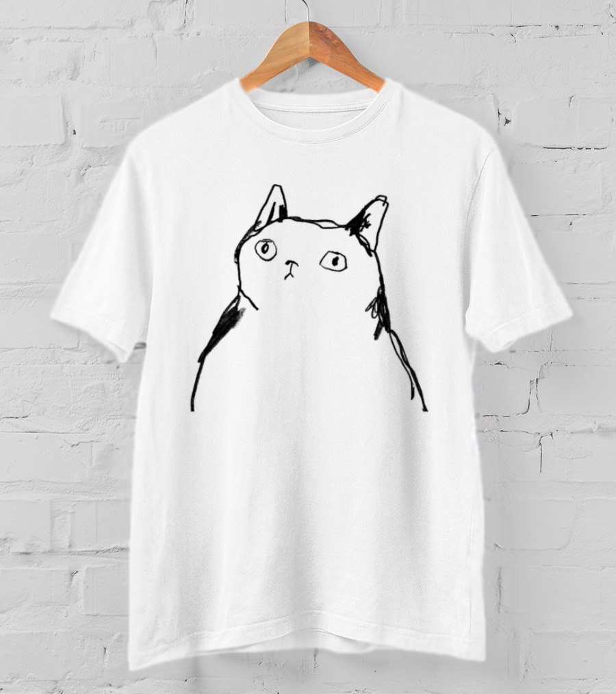 Harriet Lowther Cat I Like Tuna Sketch Drawing Of A Cat With Intrigued Expression T-Shirt