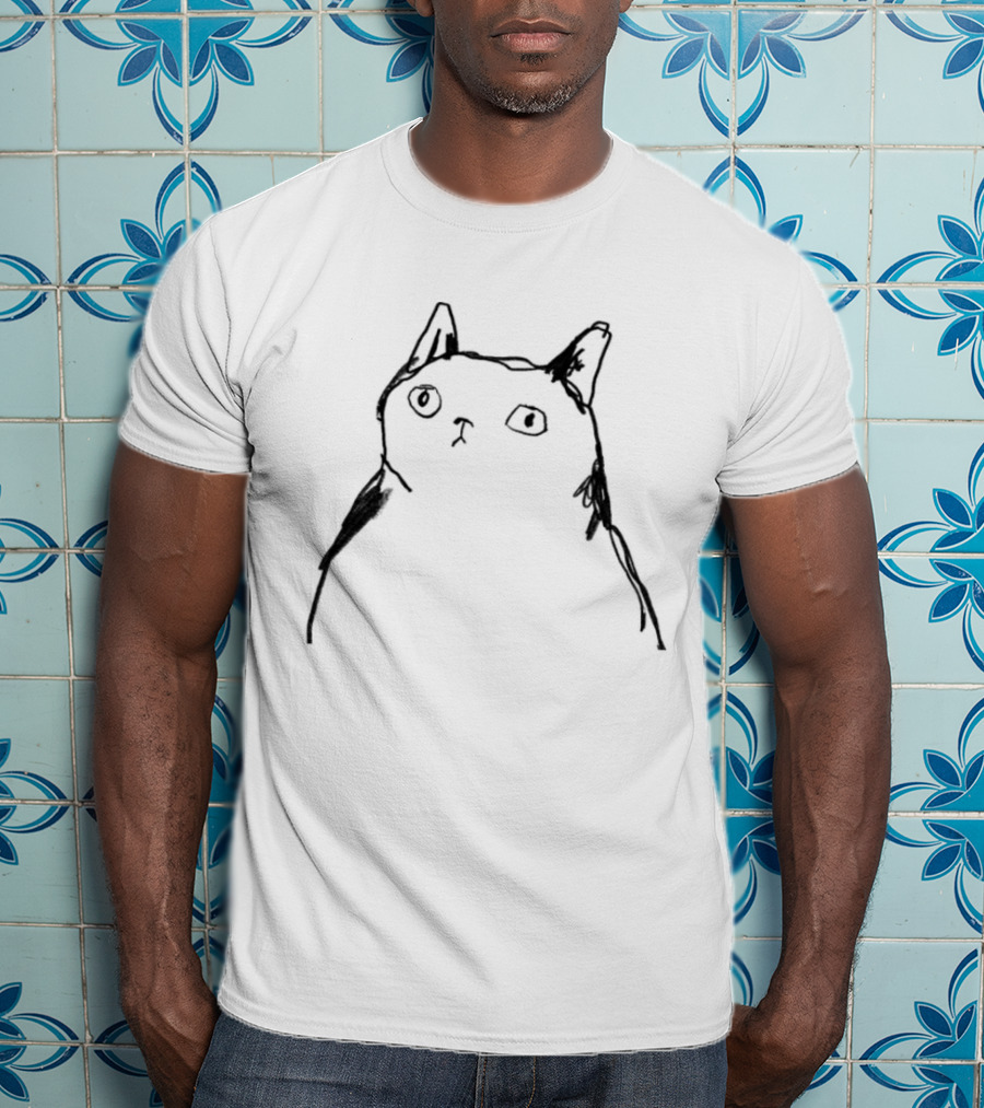 Harriet Lowther Cat I Like Tuna Sketch Drawing Of A Cat With Intrigued Expression T-Shirt