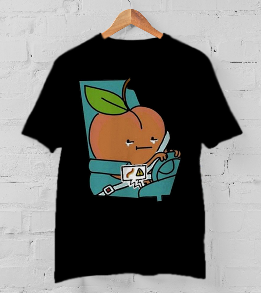 Peach Driving With Tears Fastened In Seatbelt Warning Signal T-Shirt