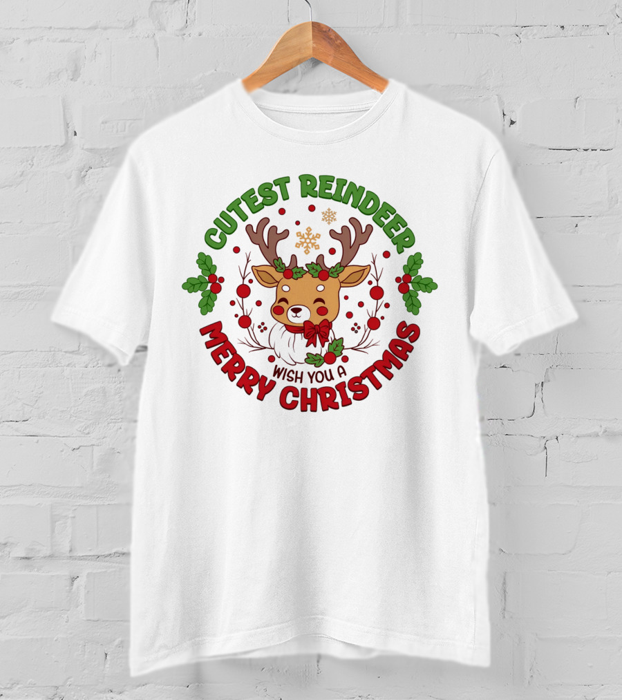 Cutest Reindeer Wish You A Merry Christmas T-Shirt