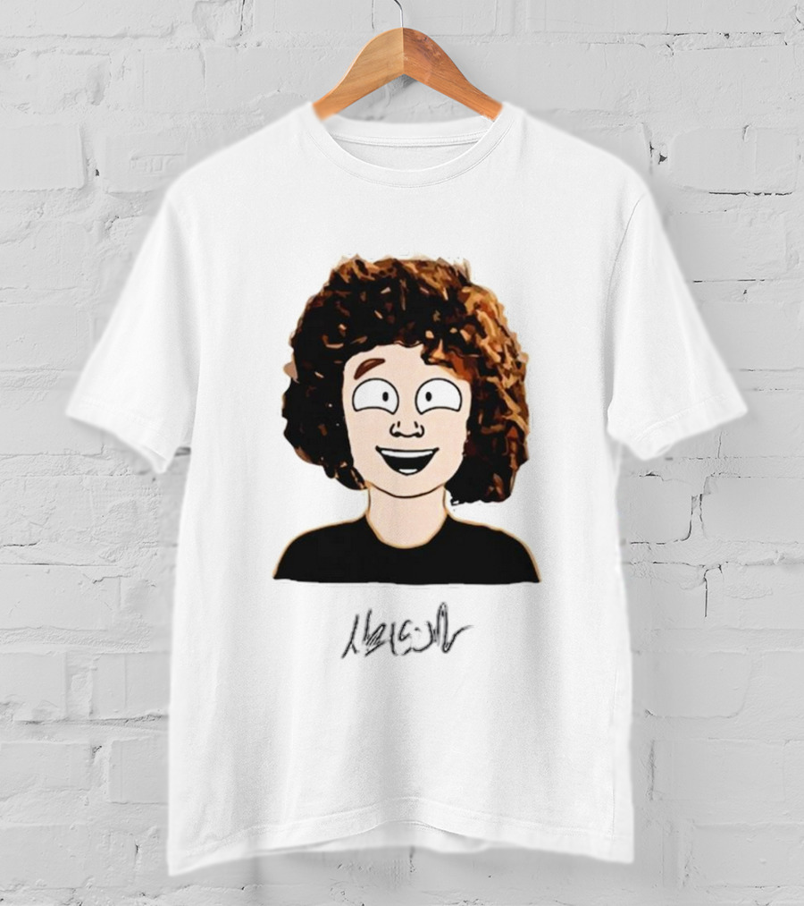 Nelson Neumann Cartoon Signature Smiling Curly-Haired Character T-Shirt