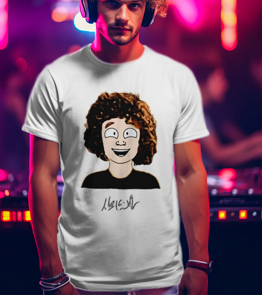 Nelson Neumann Cartoon Signature Smiling Curly-Haired Character T-Shirt