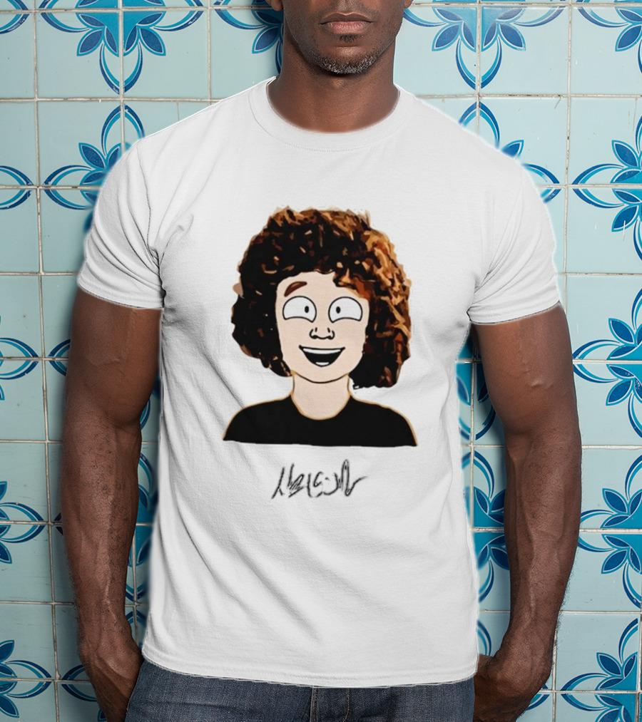 Nelson Neumann Cartoon Signature Smiling Curly-Haired Character T-Shirt