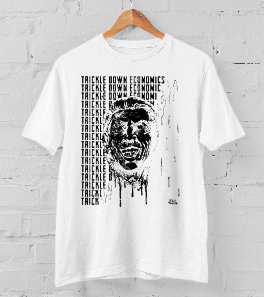 Punkwithacamera Trickle Down Economics Repeated Typography Dripping Face T-Shirt