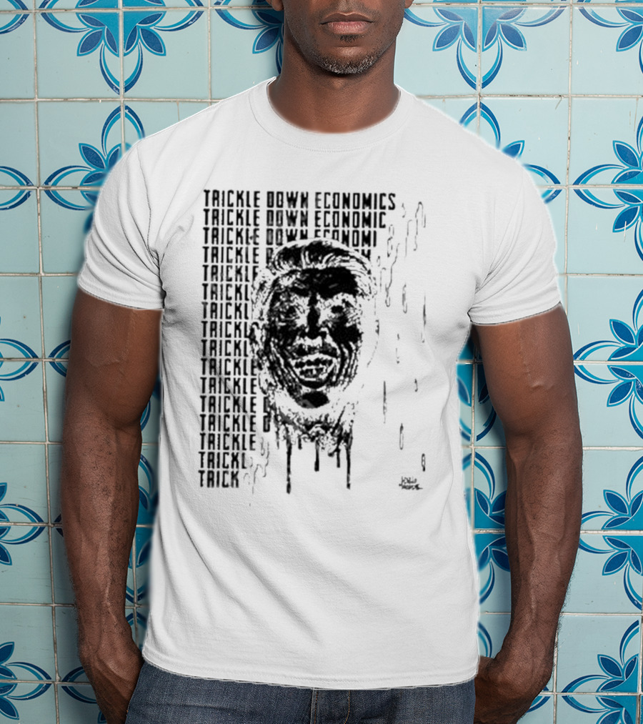 Punkwithacamera Trickle Down Economics Repeated Typography Dripping Face T-Shirt