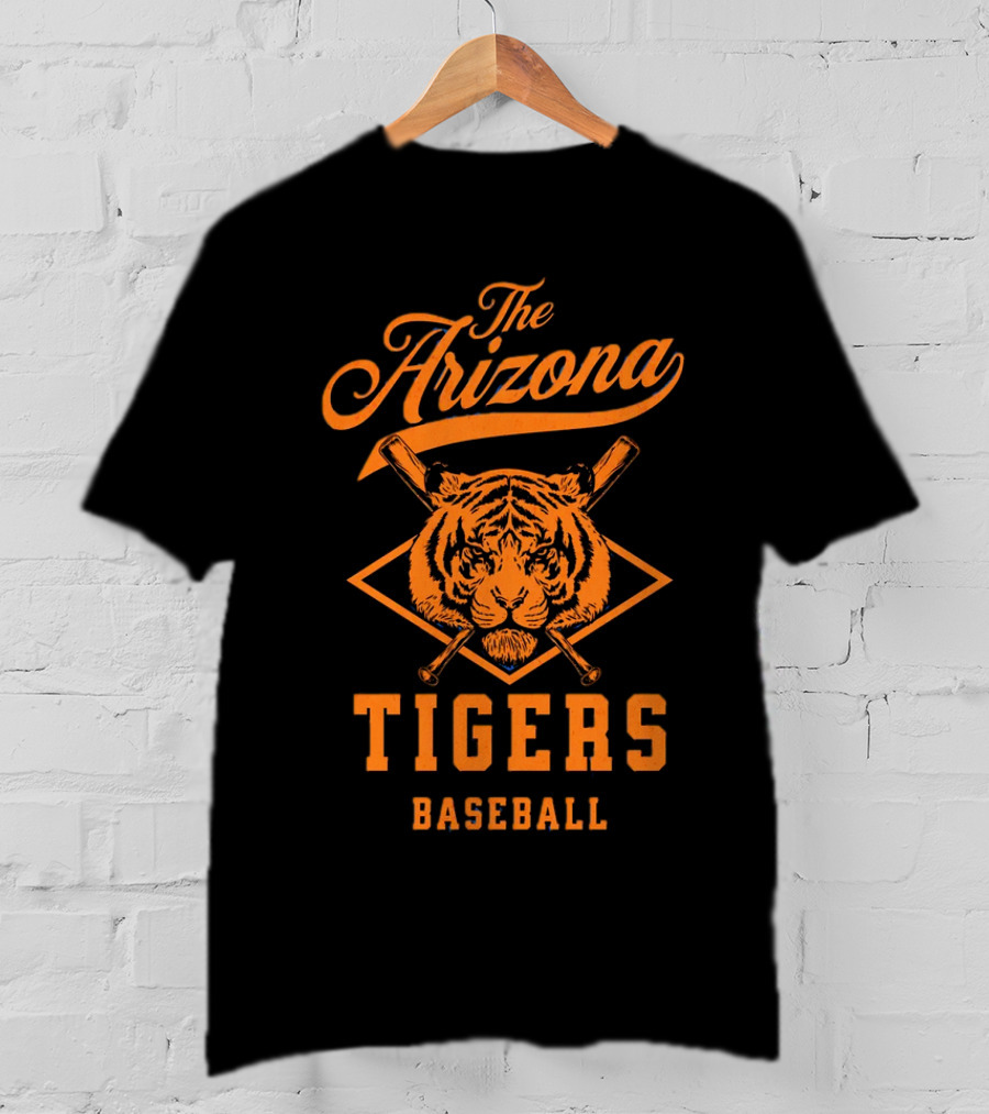 The Arizona Tigers Baseball Team Logo With Crossed Bats And Tiger Head T-Shirt