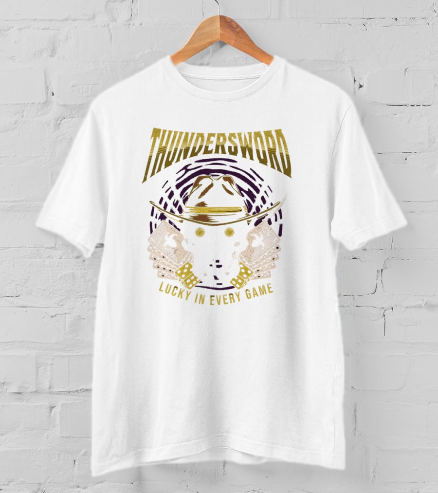 THUNDERSWORD LUCKY IN EVERY GAME VINTAGE SKULL AND CROSSBONES T-Shirt