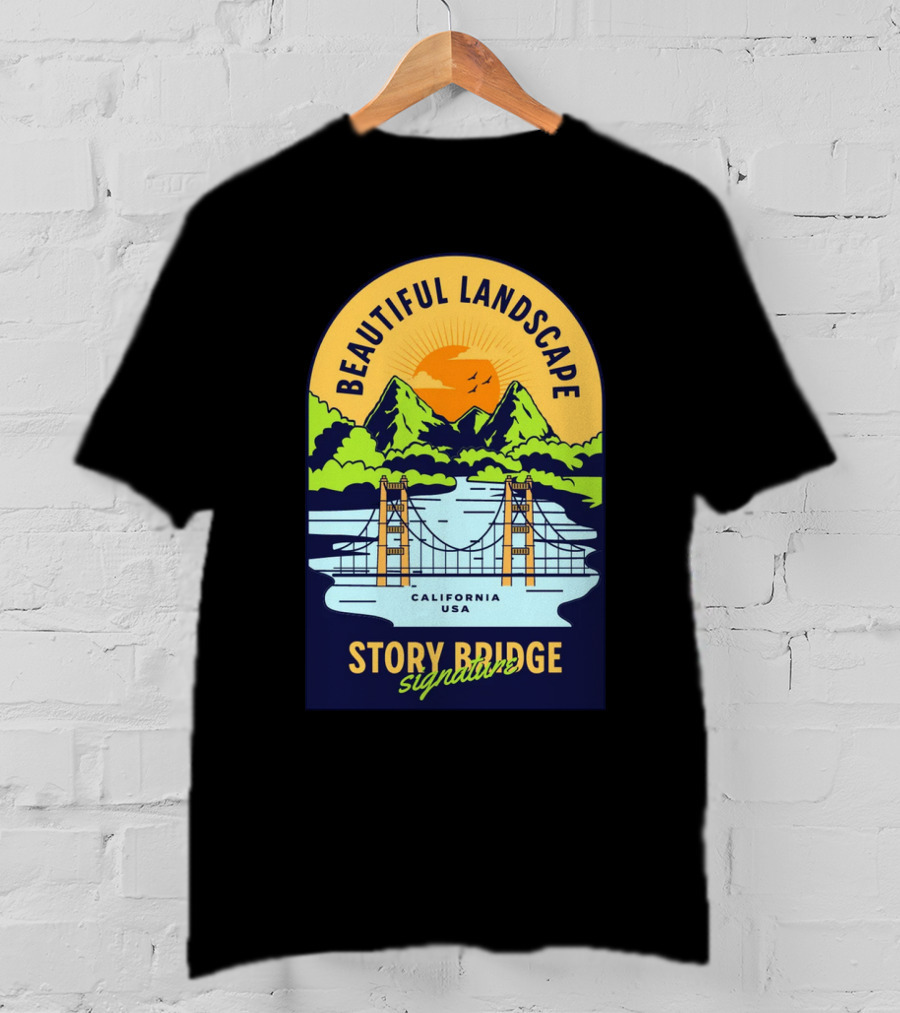 Beautiful Landscape Story Bridge California USA Signature T-Shirt