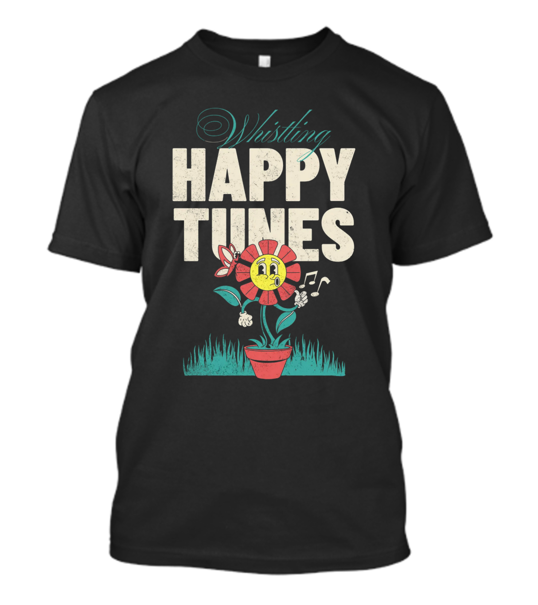 Whistling Happy Tunes Flower With Music Notes T-Shirt