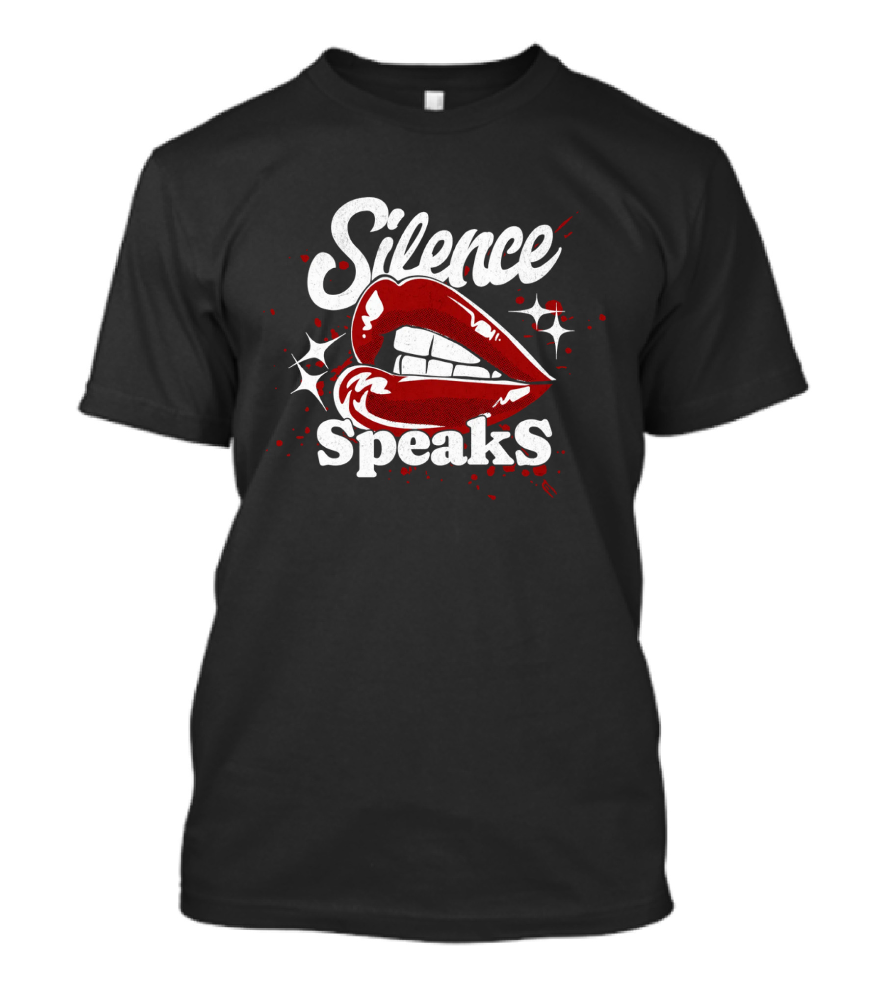 Silence Speaks Bold Red Lips And Sparkles T-Shirt