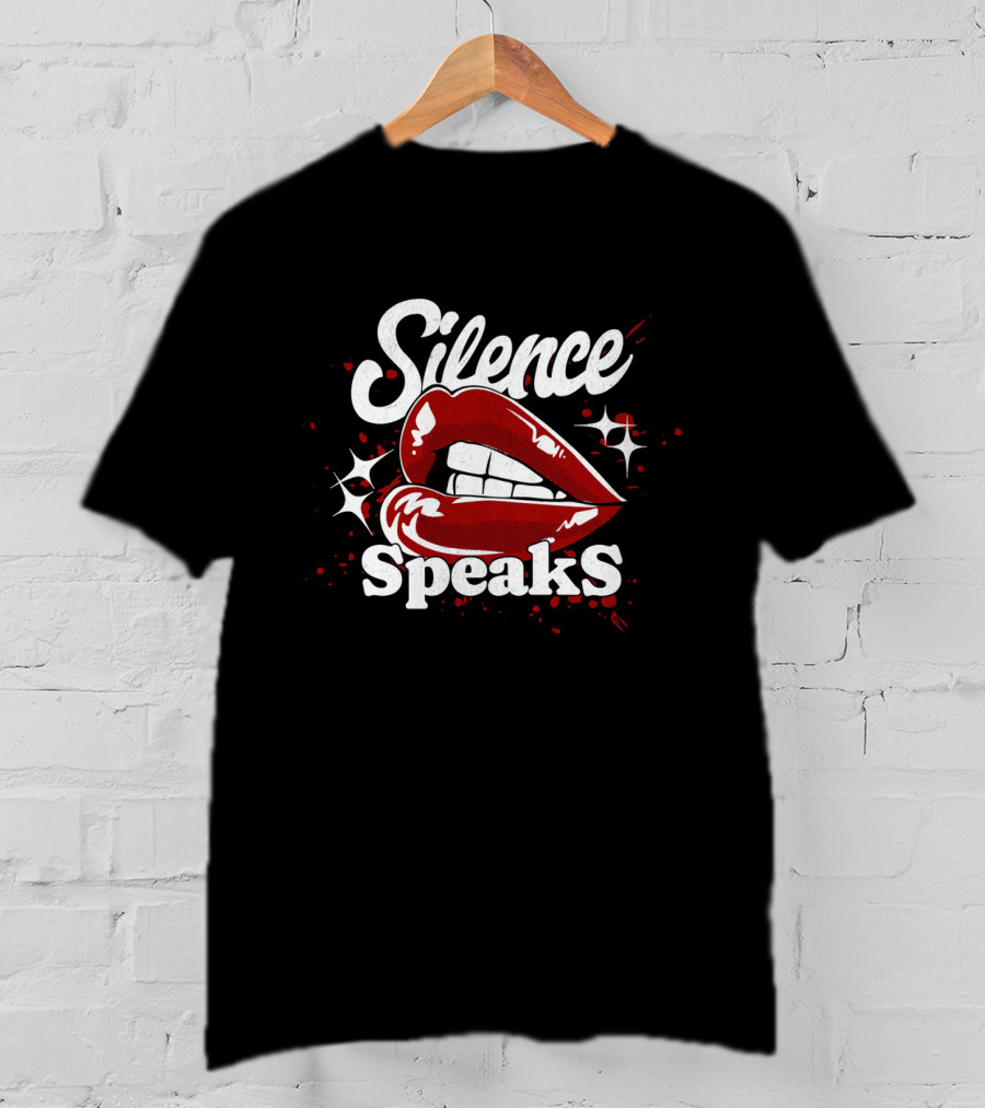 Silence Speaks Bold Red Lips And Sparkles T-Shirt