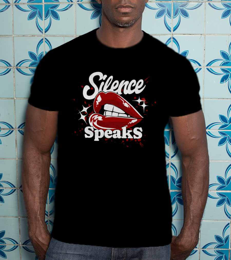 Silence Speaks Bold Red Lips And Sparkles T-Shirt