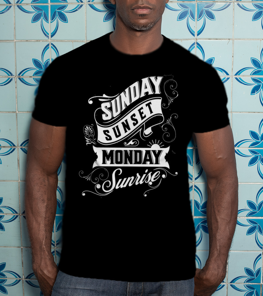 Sunday Sunset Monday Sunrise Vintage Filigree T-Shirt