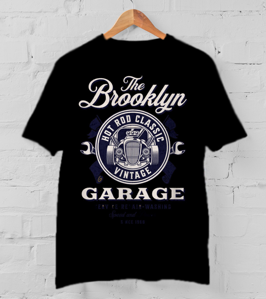 The Brooklyn Hot Rod Classic Vintage Garage Service Repair Washing Speed Power Since 1980 T-Shirt
