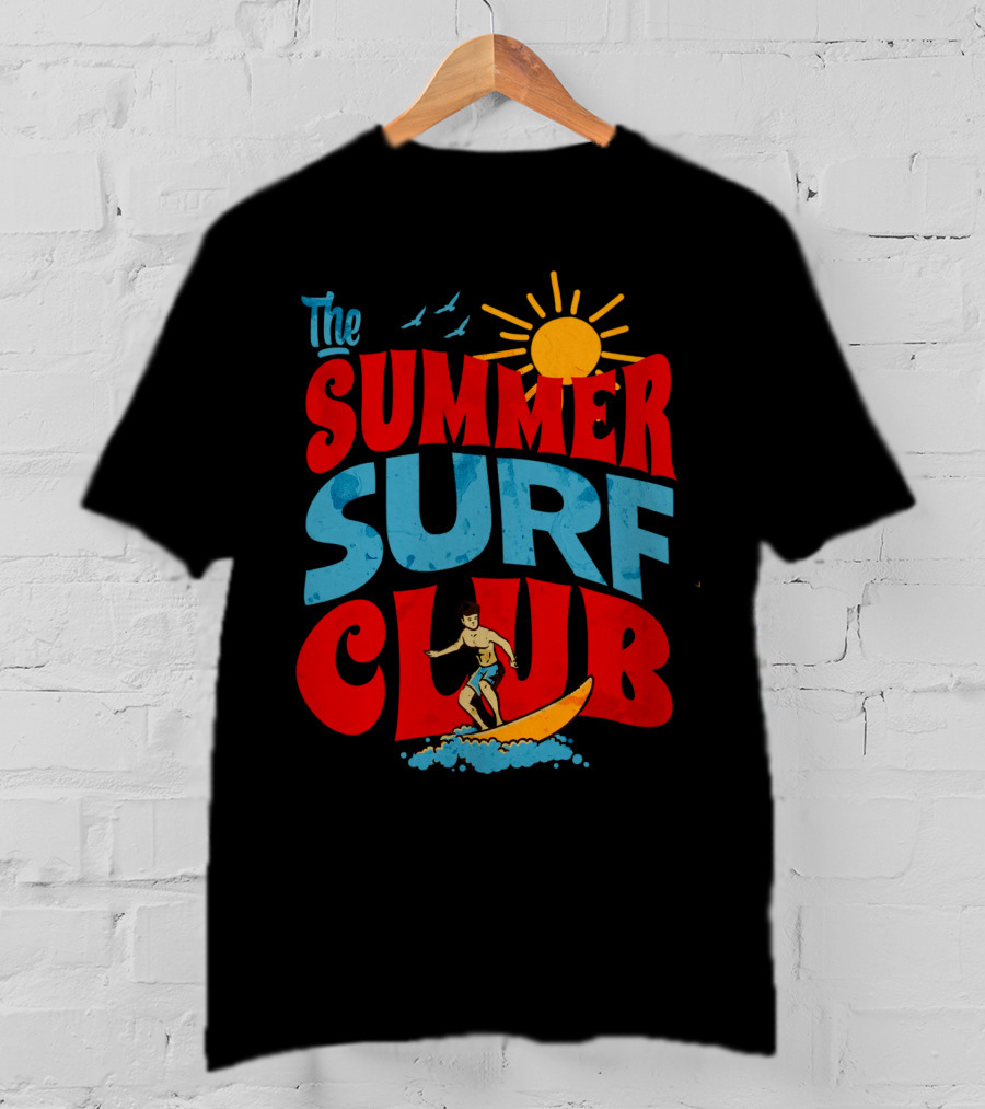 The Summer Surf Club Sun Surfing Retro Typography T-Shirt