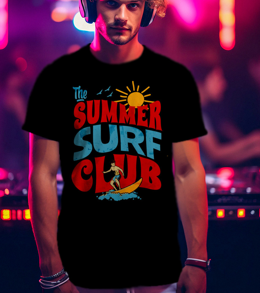 The Summer Surf Club Sun Surfing Retro Typography T-Shirt