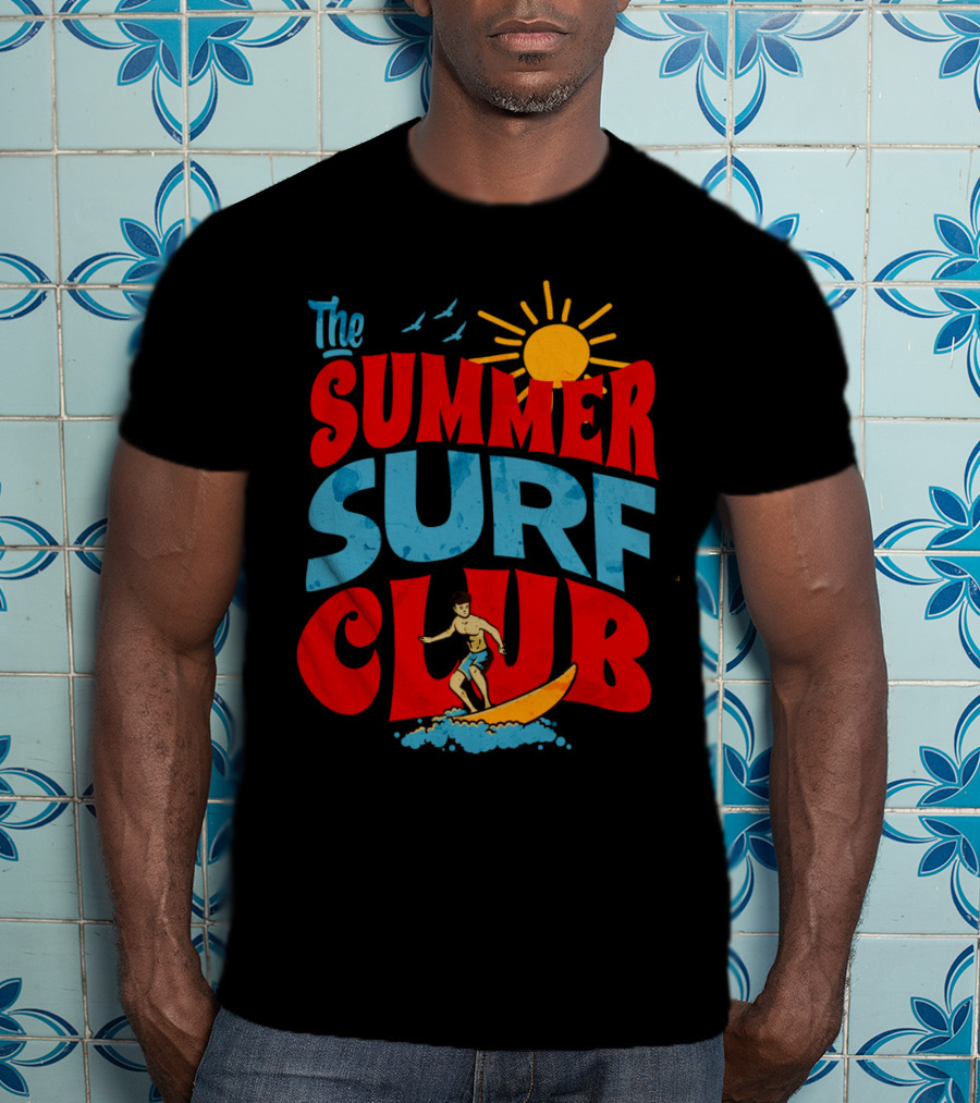 The Summer Surf Club Sun Surfing Retro Typography T-Shirt