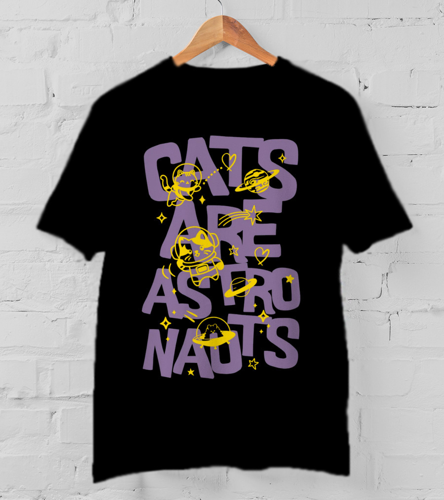 Cats Are Space Explorers With Stars And Planets T-Shirt
