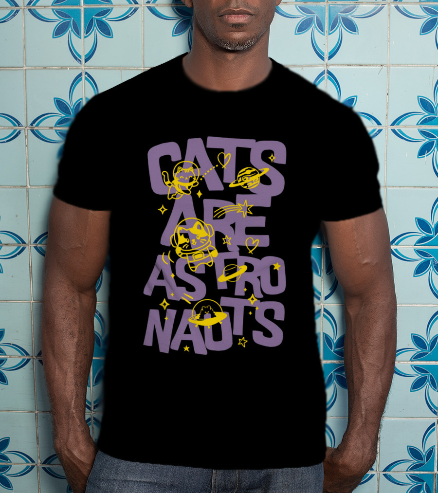 Cats Are Space Explorers With Stars And Planets T-Shirt