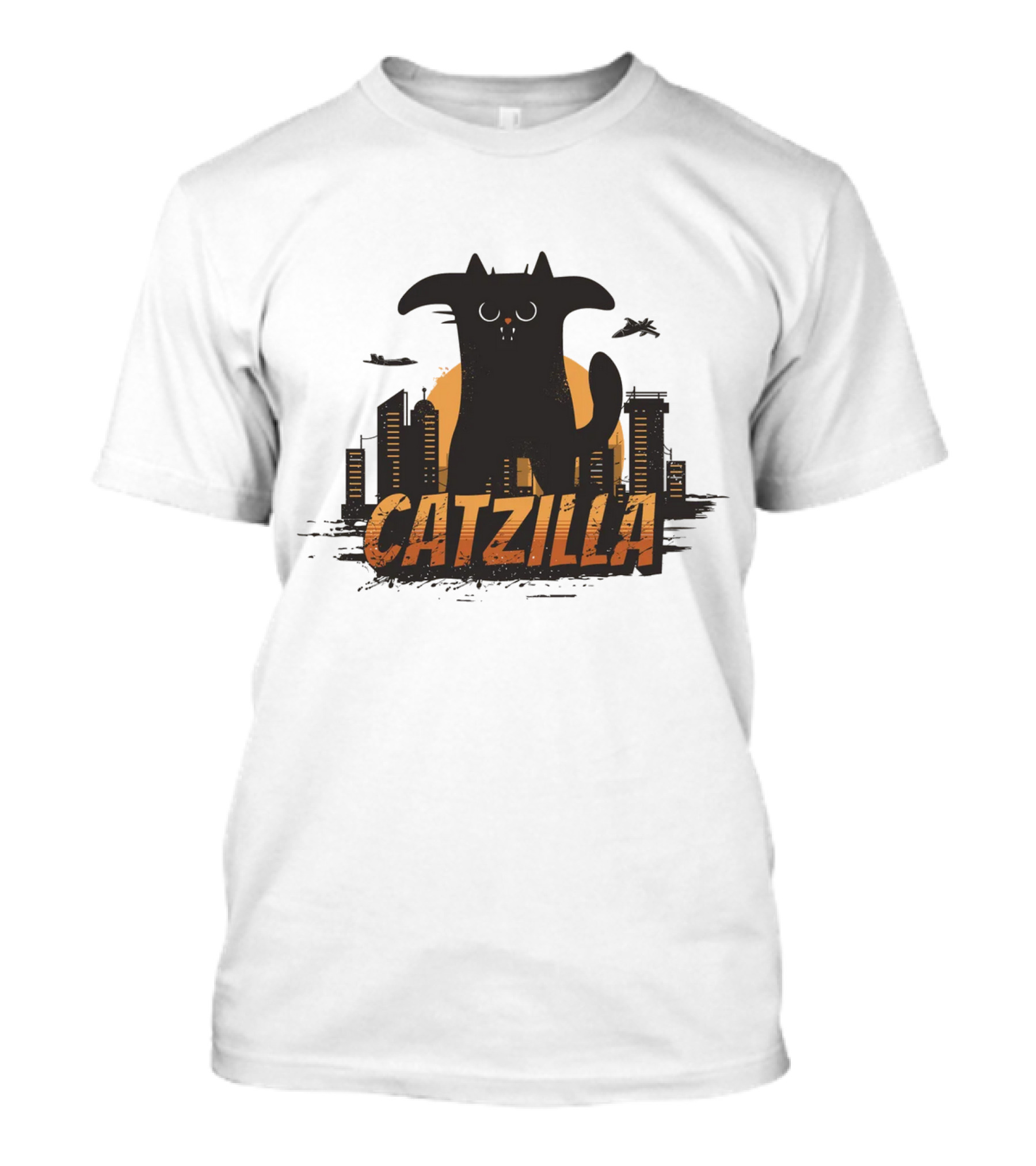 Catzilla Funny Comic Animal Skyline Monster T-Shirt