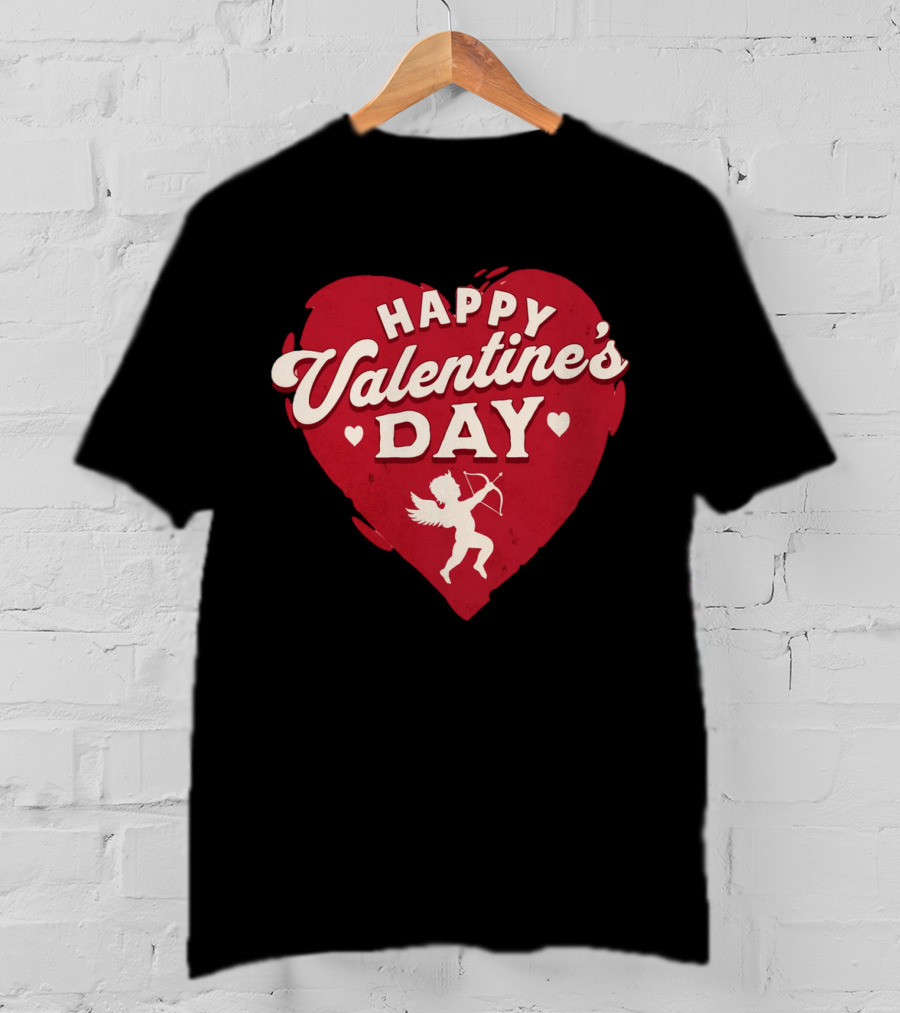 Happy Valentine's Day Cupid Heart With Arrow T-Shirt