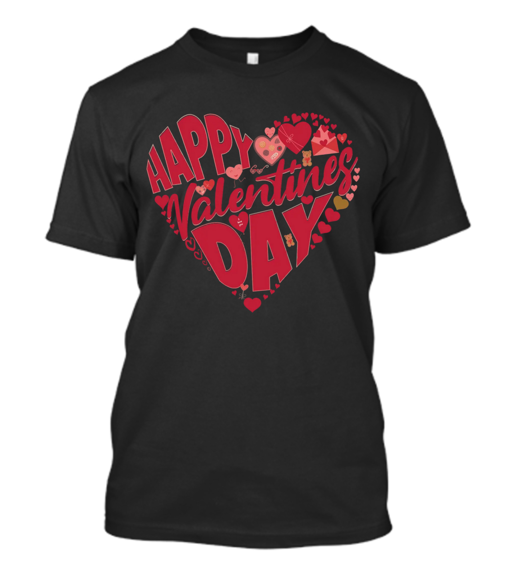 Happy Valentines Day Heart With Cute Bears And Red Hearts T-Shirt