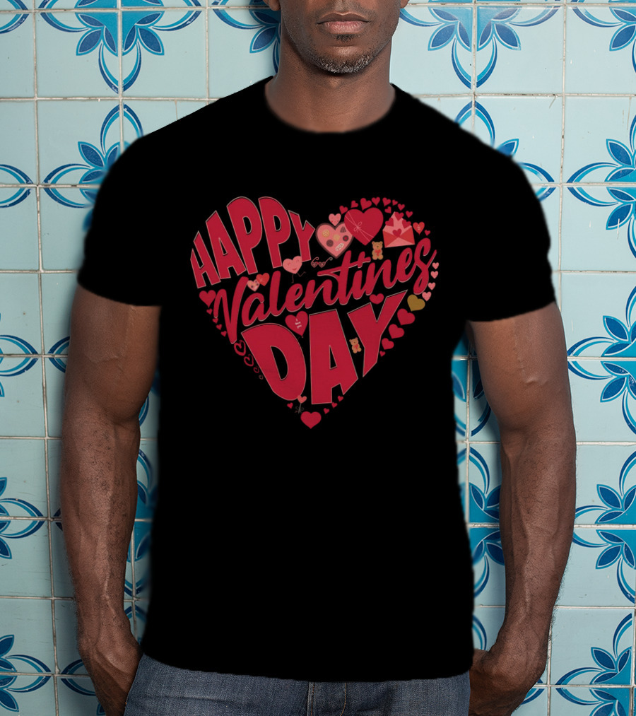 Happy Valentines Day Heart With Cute Bears And Red Hearts T-Shirt