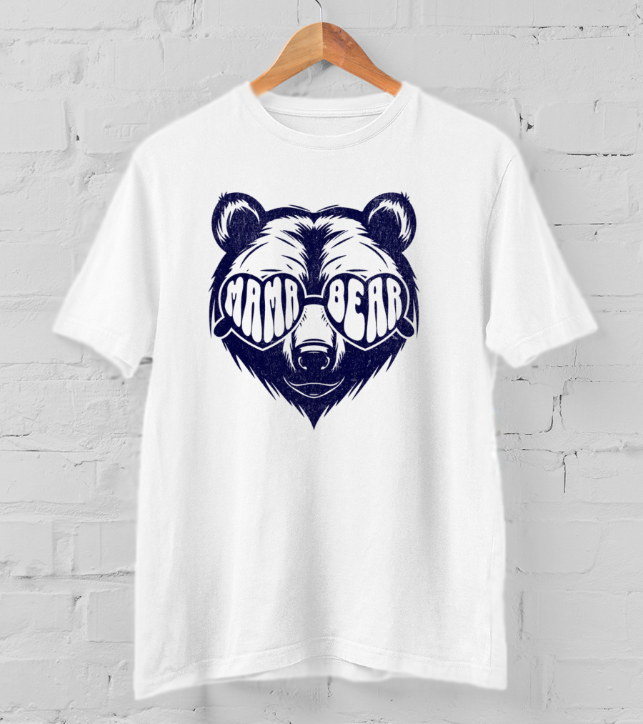 Mama Bear Sunglasses Bold Lettering Bear Head T-Shirt
